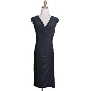 Lauren Ralph Lauren Sleeveless Faux Wrap Midi Dress Size 4 Black Versatile
